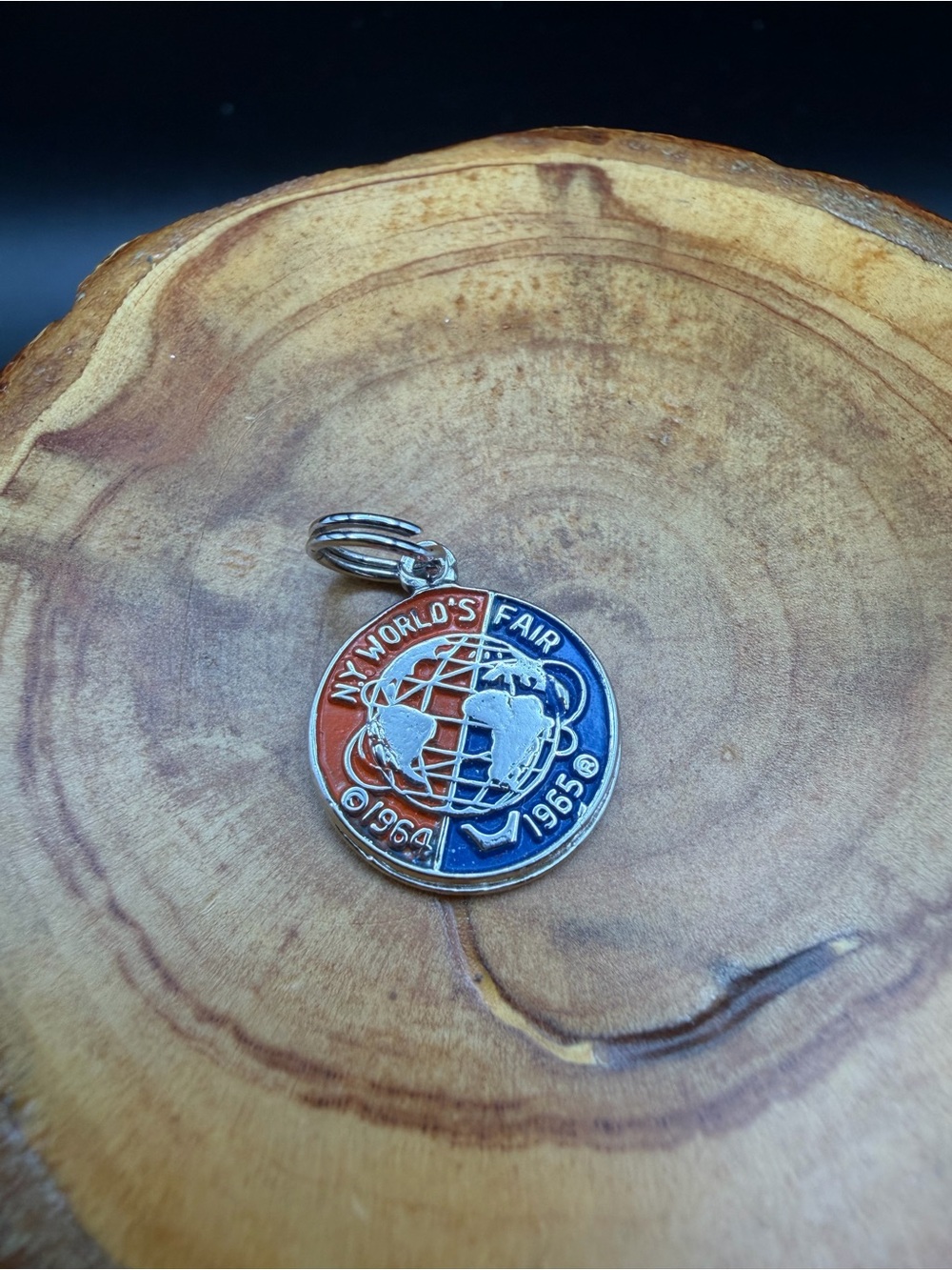 Vintage Sterling Silver 1964-1965 NY World's Fair Red & Blue Pendant Charm